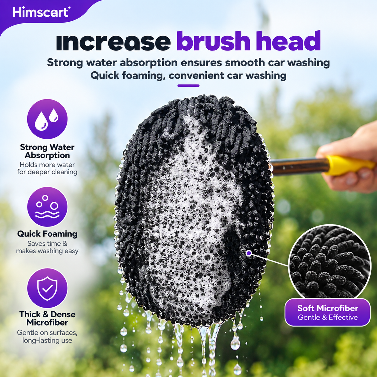 21° Curved Car Wash Brush with Telescopic Handle