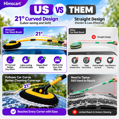 21° Curved Car Wash Brush with Telescopic Handle